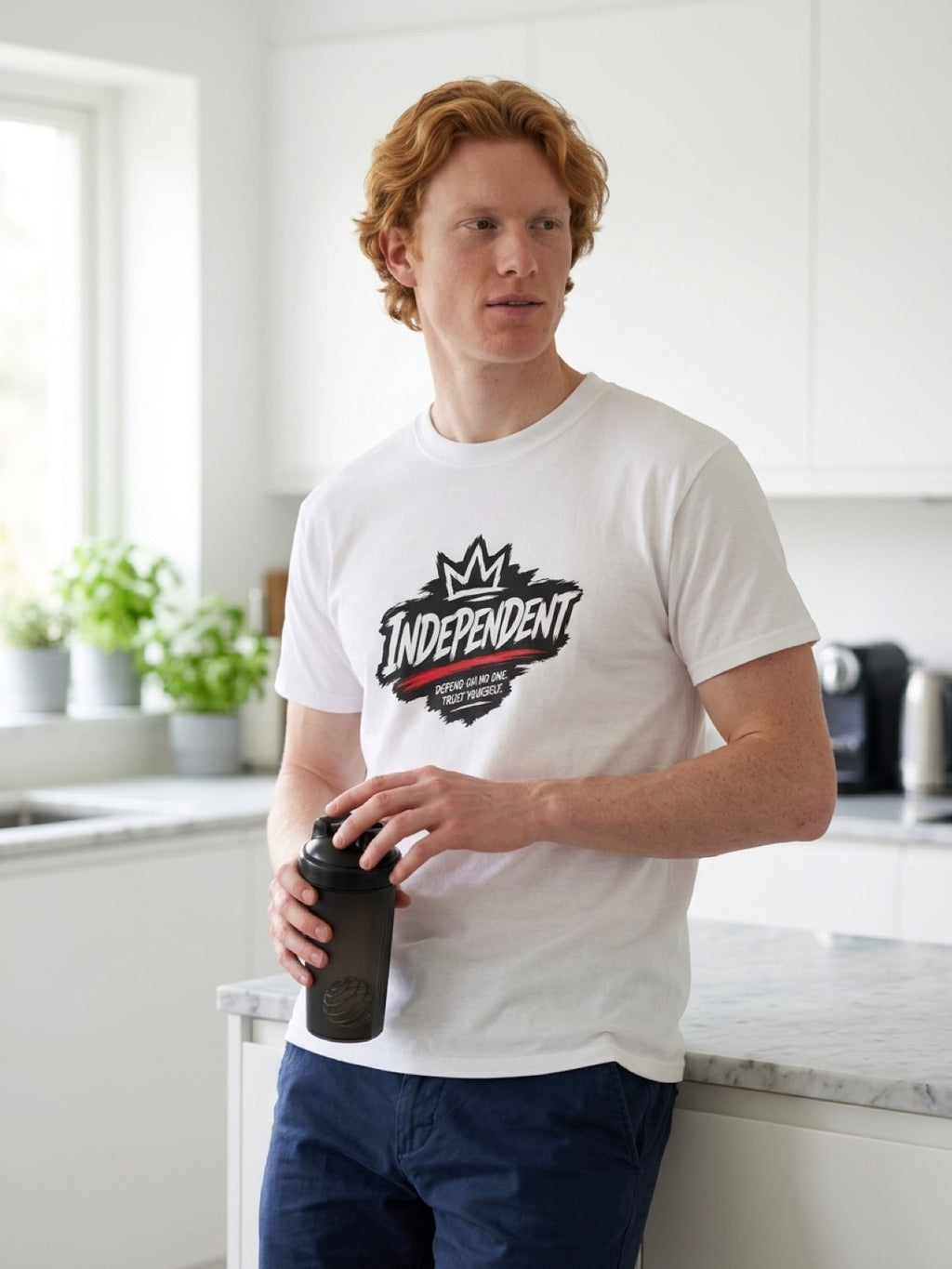 Independent Logo Custom T shirt L size white unisex