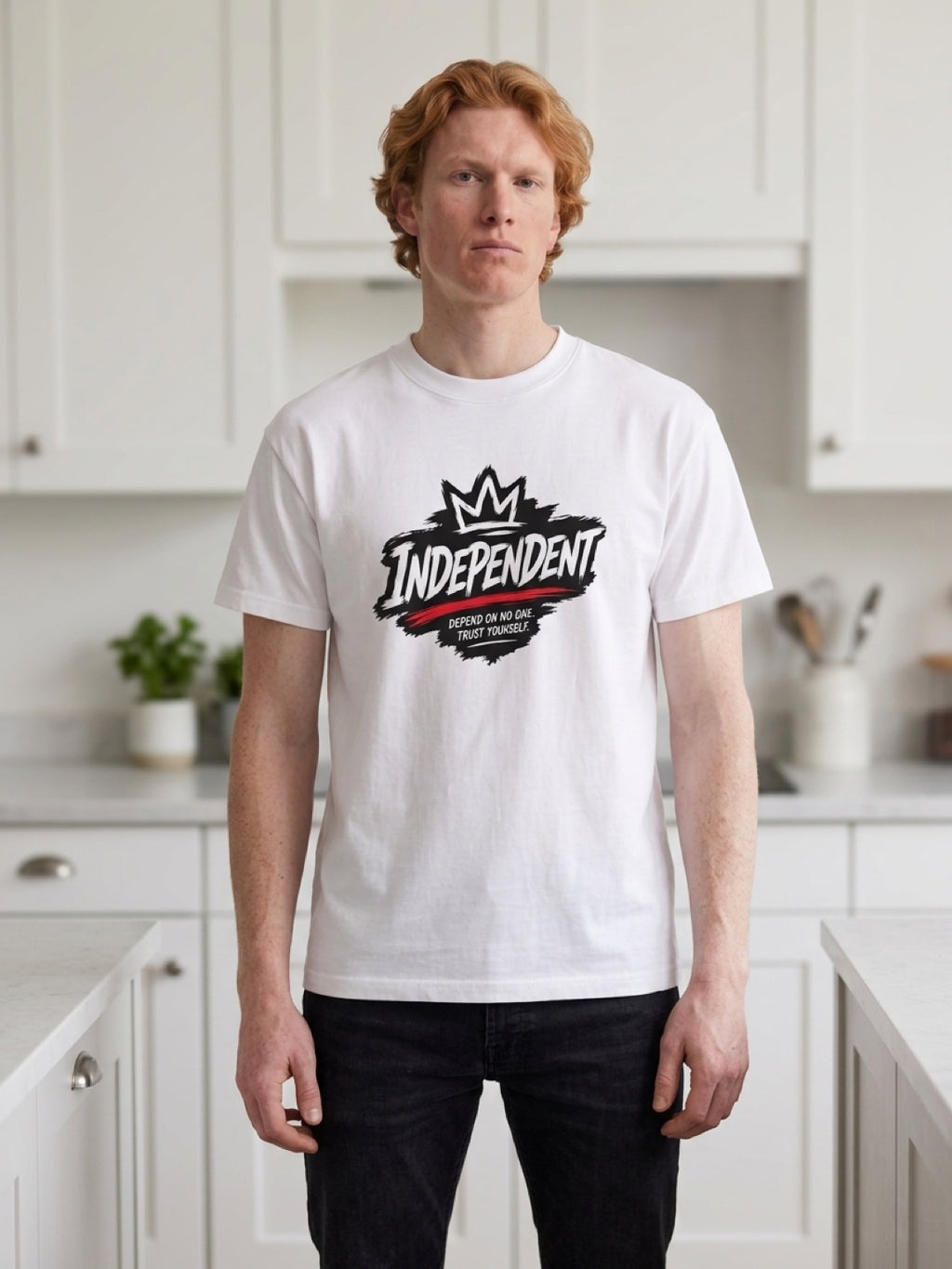 Independent Logo Custom T shirt L size white unisex