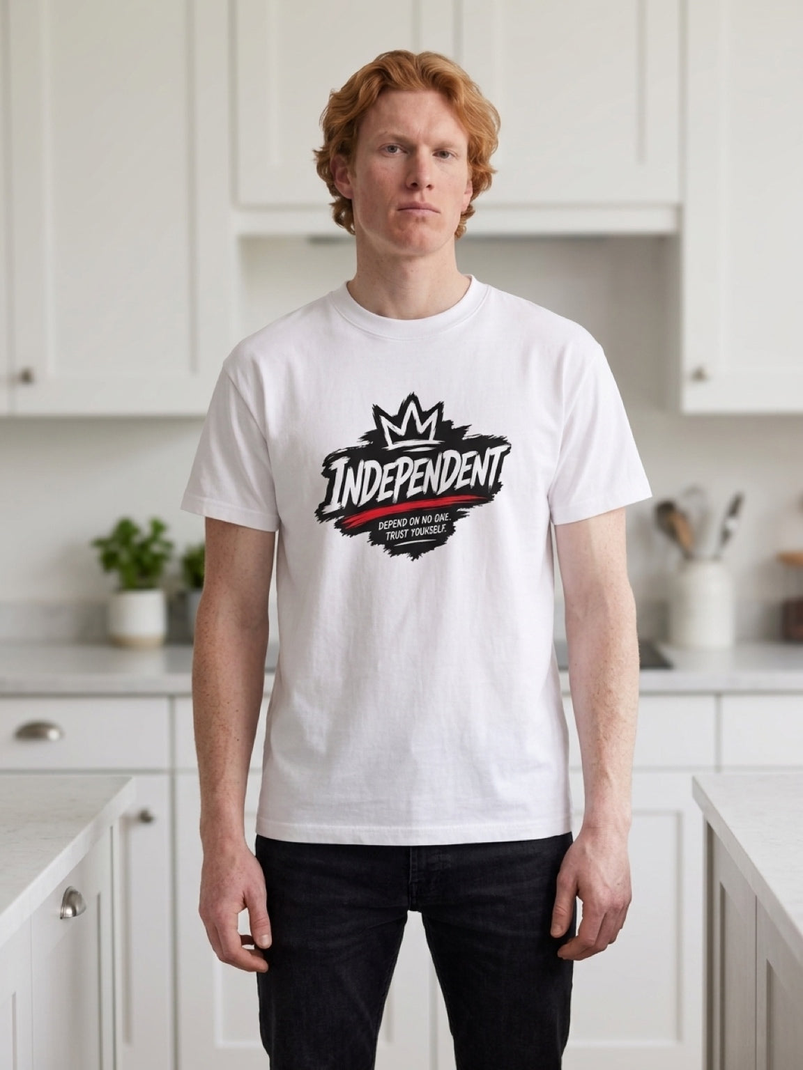 Independent Logo Custom T shirt L size white unisex